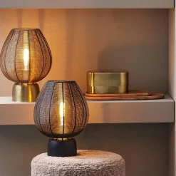 Straluma Mat zwarte tafellamp Suneko Light and Living></noscript> Tafellampen|Draadlampen