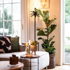 Straluma Mat zwarte vloerlamp Armata met palmbladeren></noscript> Vloerlampen|Lampenvoeten