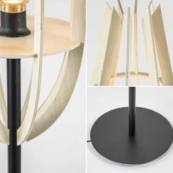 Straluma Mat zwarte vloerlamp met houten kap naturel></noscript> Vloerlampen|Botanische Verlichting