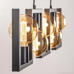 Straluma Metalen eettafel hanglamp zwart frame> Eettafellampen|Pendel Lampen