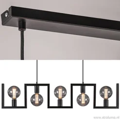 Straluma Metalen eettafel hanglamp zwart frame><noscript><img width=