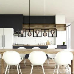 Straluma Metalen eettafel hanglamp zwart frame><noscript><img width=