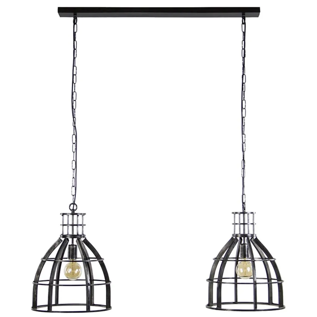 Straluma Metalen eettafel hanglamp 2-lichts kooi> Eettafellampen|Pendel Lampen