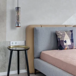 Straluma Metalen hanglamp cilinder bruin gevlamd></noscript> Nachtkastlampen|Halverlichting