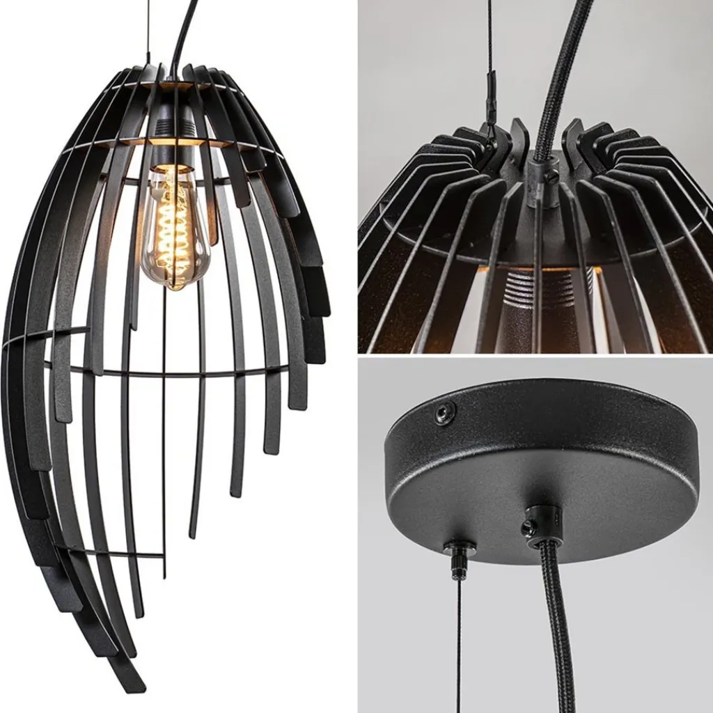 Straluma Metalen hanglamp mat zwart metaal> Eettafellampen|Eetkamerverlichting