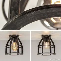 Straluma Metalen plafondlamp antiek zwart><noscript><img width=