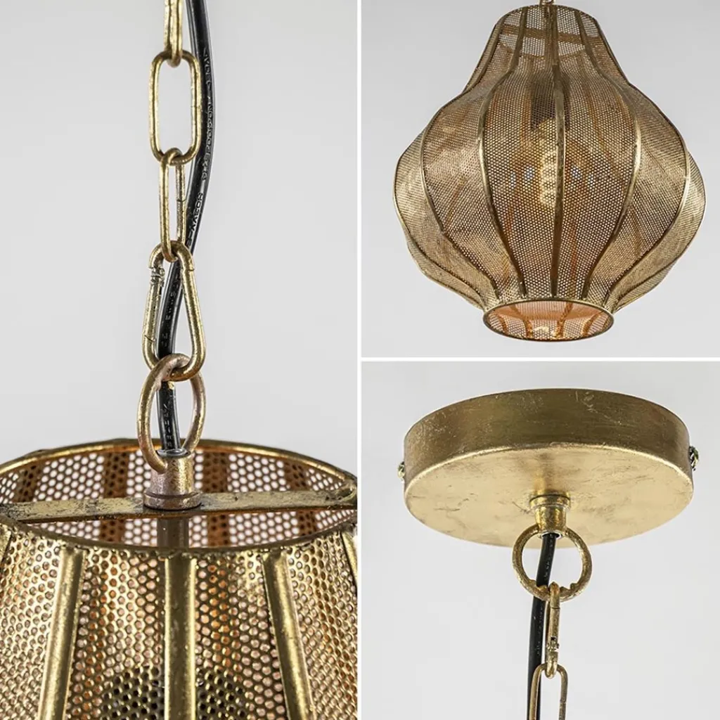 Straluma Micha grote goud hanglamp oosters landelijk Light & Living> Eettafellampen|Light and Living