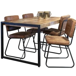 Straluma Micro lederen eetkamerstoel camel met zwart frame></noscript> Eetkamerstoelen