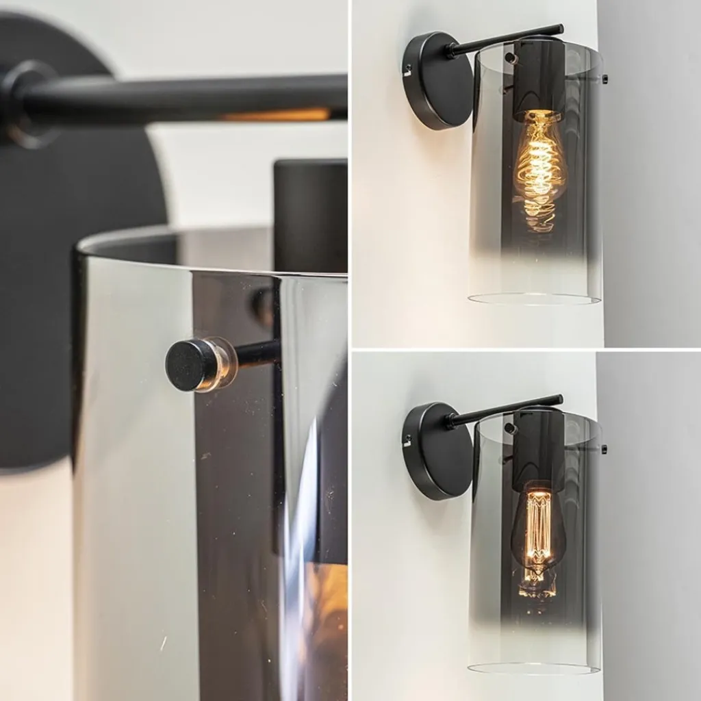 Straluma Modern klassieke wandlamp cilinder met smoke glas> Wandlampen|Klassieke Verlichting