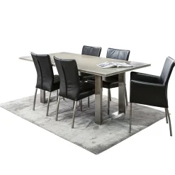 Straluma Moderne armstoel zwart leder met RVS poten></noscript> Eetkamerstoelen