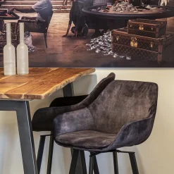 Straluma Moderne barkruk met draaibare zitting velvet antraciet></noscript> Barkrukken