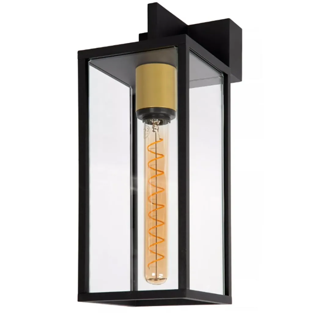 Straluma Moderne buitenlamp rechthoek zwart met goud IP54> Wandlampen|Buitenlampen