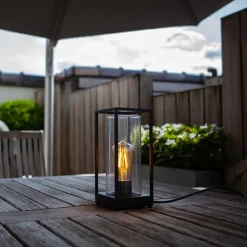 Straluma Moderne buitenlamp tafel zwart aluminium met helder glas><noscript><img width=