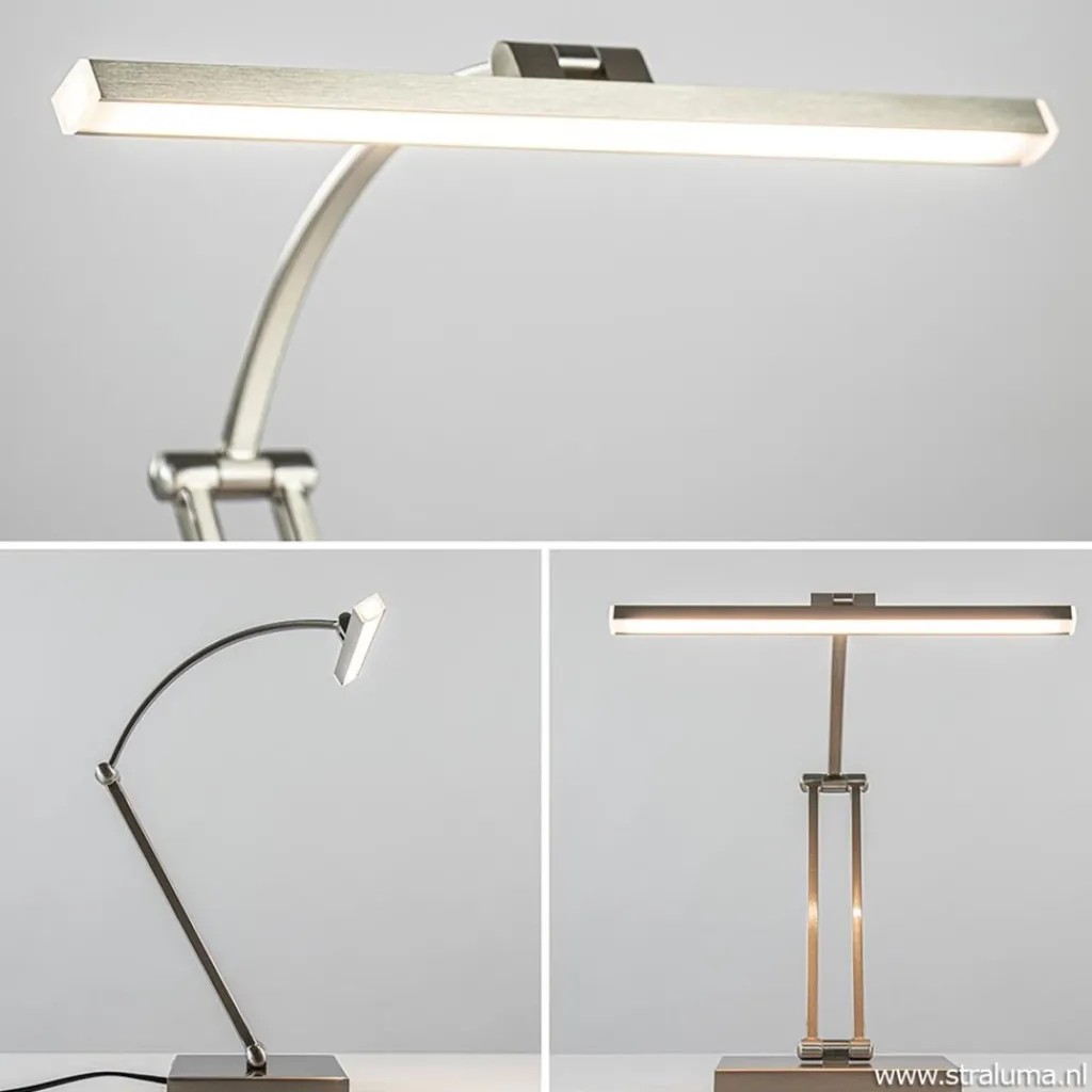 Straluma Moderne bureaulamp nikkel met geïntegreerd LED> Tafellampen|Bureaulampen
