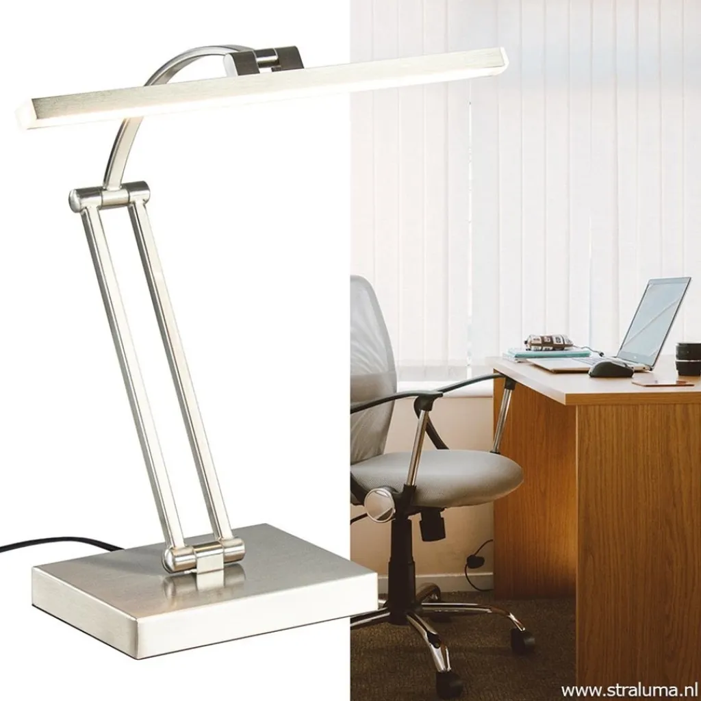 Straluma Moderne bureaulamp nikkel met geïntegreerd LED> Tafellampen|Bureaulampen