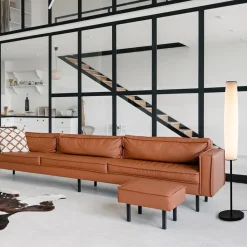 Straluma Moderne design vloerlamp zwart met opaal glas dim to warm><noscript><img width=