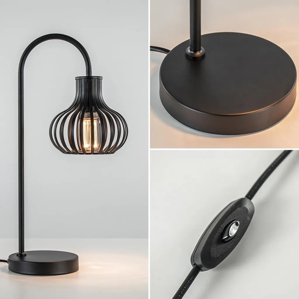 Straluma Moderne draad tafellamp onion mat zwart> Draadlampen|Woonkamerlampen