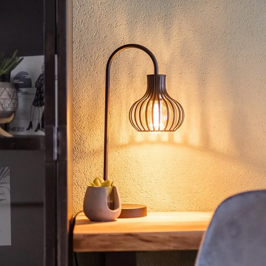 Straluma Moderne draad tafellamp onion mat zwart> Draadlampen|Woonkamerlampen