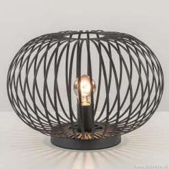 Straluma Moderne draad tafellamp rond mat zwart> Tafellampen|Draadlampen