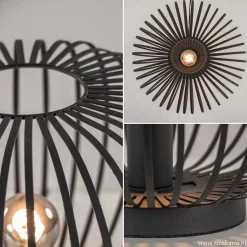 Straluma Moderne draad tafellamp rond mat zwart></noscript> Tafellampen|Draadlampen