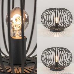 Straluma Moderne draad tafellamp rond mat zwart></noscript> Tafellampen|Draadlampen