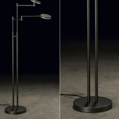 Straluma Moderne dubbele LED leeslamp antraciet></noscript> Vloerlampen|Leeslampen