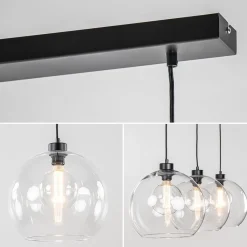 Straluma Moderne eettafelhanglamp zwart met helder glas></noscript> Eettafellampen|Pendel Lampen