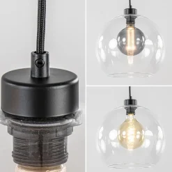 Straluma Moderne eettafelhanglamp zwart met helder glas></noscript> Eettafellampen|Pendel Lampen