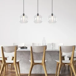 Straluma Moderne eettafelhanglamp zwart met helder glas></noscript> Eettafellampen|Pendel Lampen