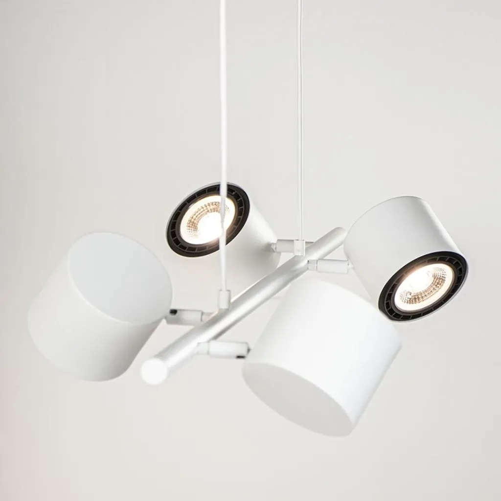 Straluma Moderne hanglamp wit met verstelbare LED spots> Hanglampen|Eettafellampen