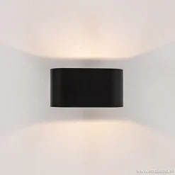 Straluma Moderne kleine wandlamp ovaal zwart></noscript> Slaapkamerlampen|Keukenverlichting