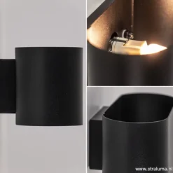 Straluma Moderne kleine wandlamp ovaal zwart></noscript> Slaapkamerlampen|Keukenverlichting