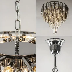 Straluma Moderne kroonluchter chroom met helder en smoke glas></noscript> Hanglampen|Kroonluchters