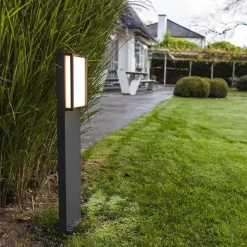 Straluma Moderne LED buitenpaal grijs rechthoek IP54></noscript> Buitenlampen