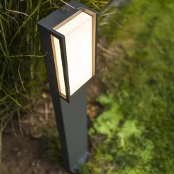 Straluma Moderne LED buitenpaal grijs rechthoek IP54></noscript> Buitenlampen