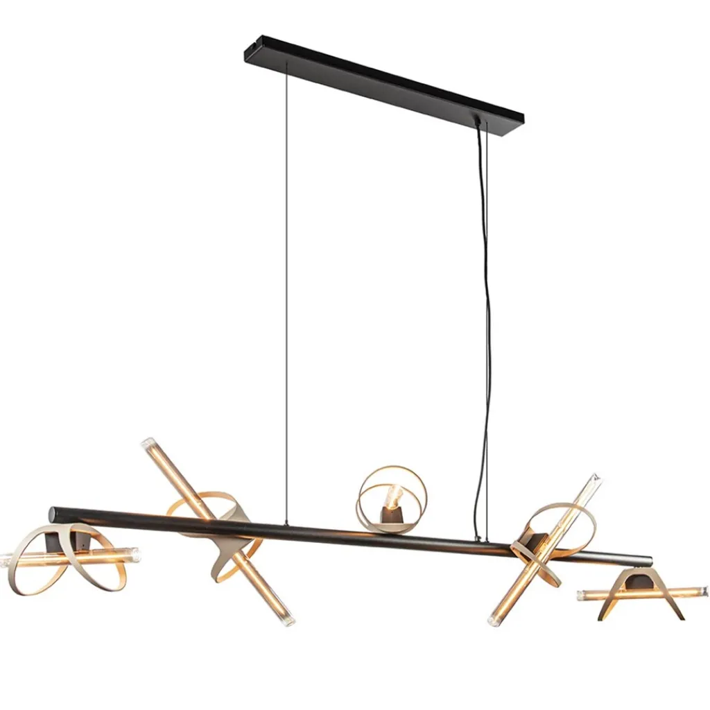 Straluma Moderne LED design hanglamp zwart met goud> Hanglampen|Eettafellampen