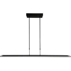 Straluma Moderne LED hanglamp balk mat zwart met smoke glas> Hanglampen|Eettafellampen