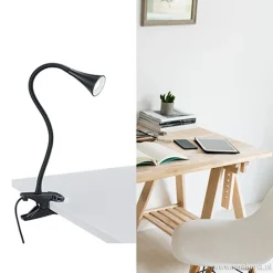 Straluma Moderne LED klemspot leeslamp zwart></noscript> Bedlampjes|Klemlampen