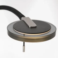 Straluma Moderne LED leeslamp zwart met smoke glas dimbaar></noscript> Vloerlampen|Leeslampen