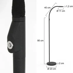 Straluma Moderne LED leeslamp zwart met smoke glas dimbaar></noscript> Vloerlampen|Leeslampen