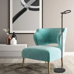 Straluma Moderne LED leeslamp zwart met smoke glas dimbaar></noscript> Vloerlampen|Leeslampen