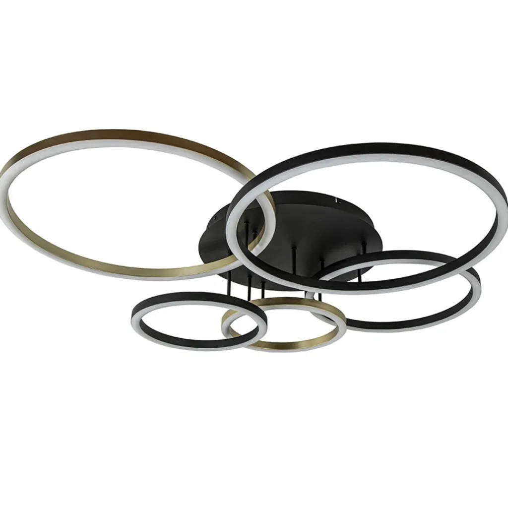 Straluma Moderne LED plafondlamp ringen zwart/goud dimbaar> Plafondlampen|LED Plafondlampen