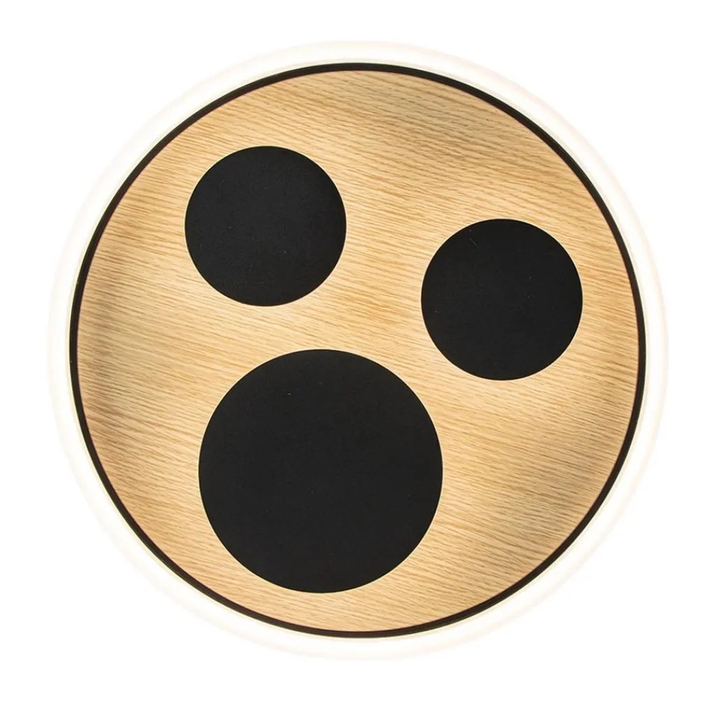 Straluma Moderne LED plafondlamp zwart met houtlook 40 cm dimbaar> Plafondlampen|LED Plafondlampen