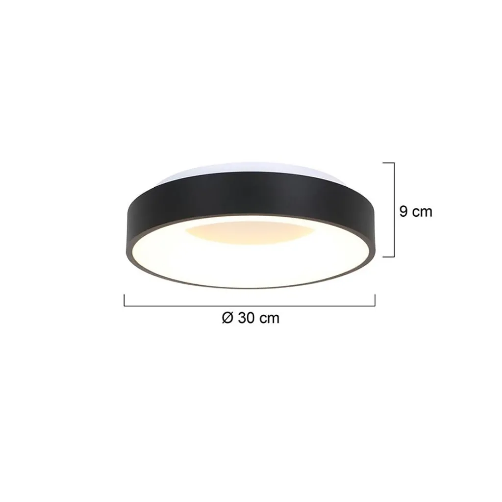 Straluma Moderne LED plafonnière zwart rond 30 cm> Plafondlampen|Plafonnières