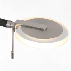 Straluma Moderne LED uplighter staal met helder glas en leesarm></noscript> Vloerlampen|Leeslampen