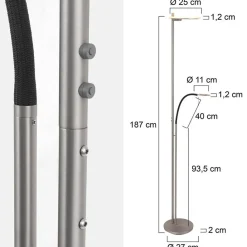 Straluma Moderne LED uplighter staal met helder glas en leesarm></noscript> Vloerlampen|Leeslampen