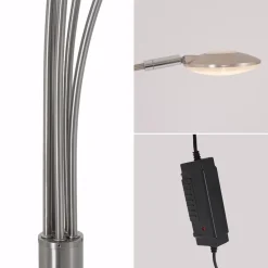 Straluma Moderne LED vloerlamp 5-lichts geborsteld staal dimbaar><noscript><img width=
