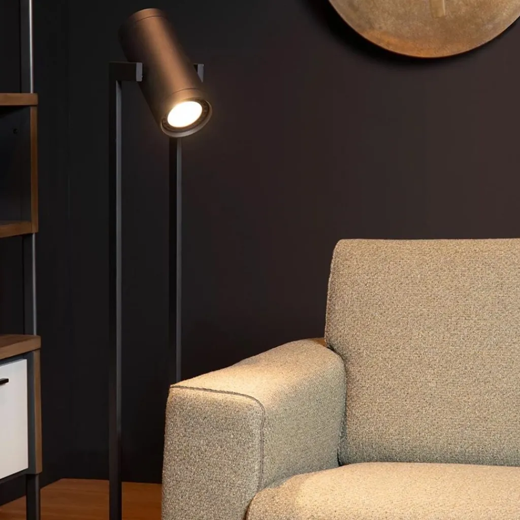 Straluma Moderne LED vloerlamp mat zwart met kantelbare spot> Vloerlampen|LED Vloerlampen