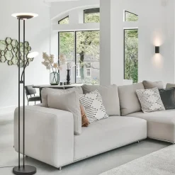 Straluma Moderne LED vloerlamp met uplighter en leeslamp mat zwart></noscript> Vloerlampen|Leeslampen