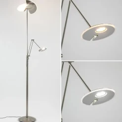 Straluma Moderne LED vloerlamp nikkel met uplighter en leeslamp></noscript> Vloerlampen|Leeslampen